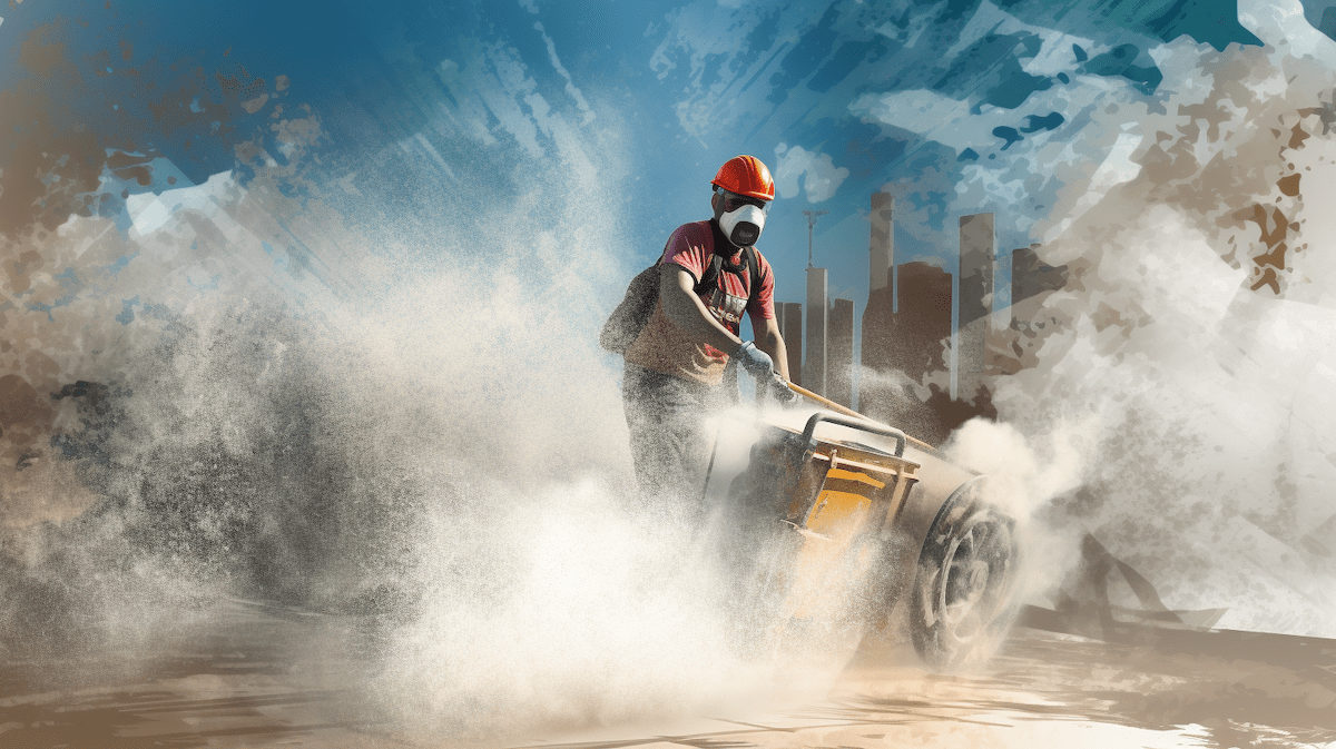Construction worker concrete dust vector