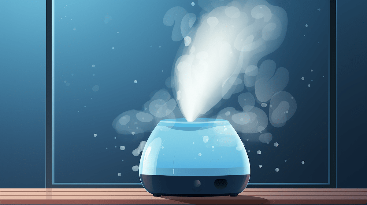 humidifier in a room spitting out water droplets vector