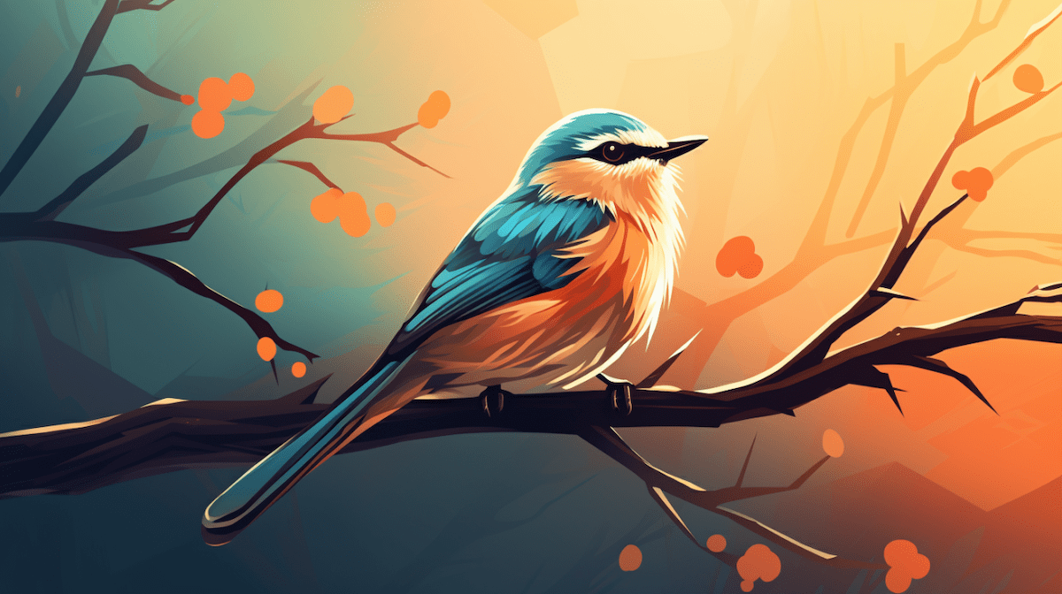 Bird sitting on a tree branch vector illustration