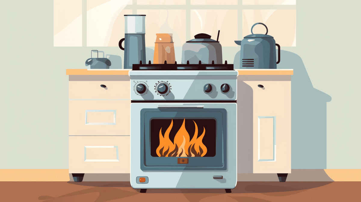 Gas stove in home vector illustration