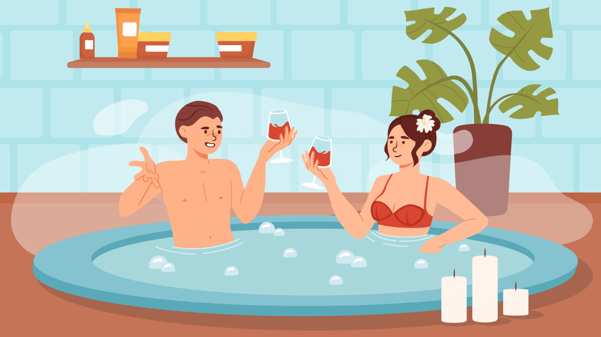 people in a hot tub vector illustration