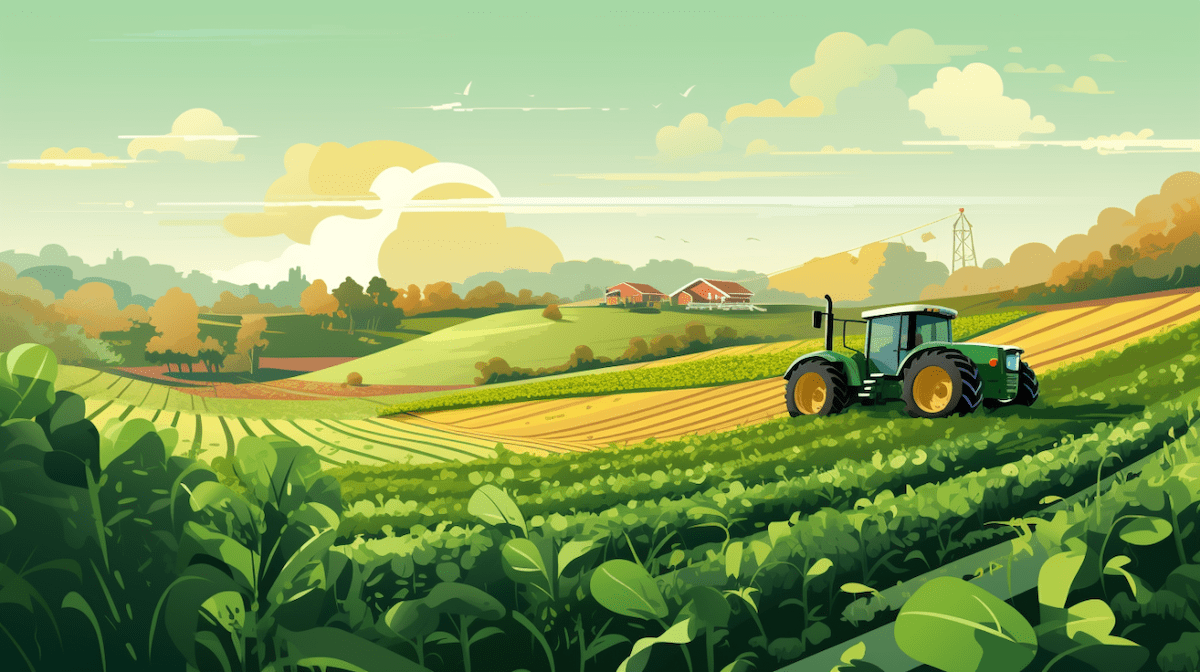 tractor on farm land vector illustration