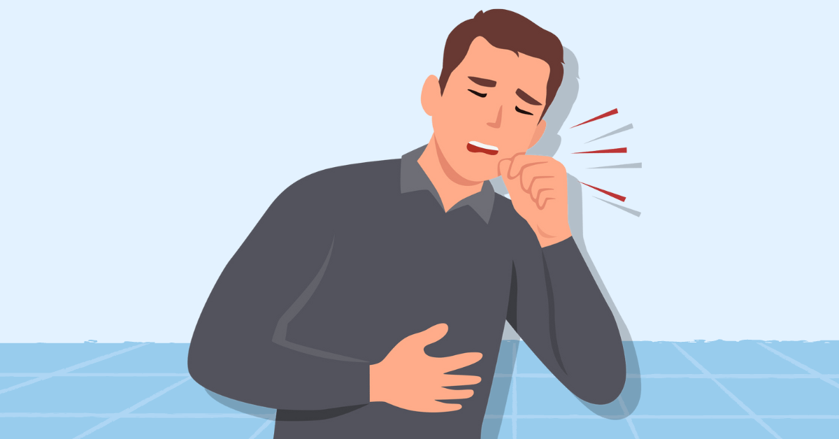 Mute person coughing vector illustration