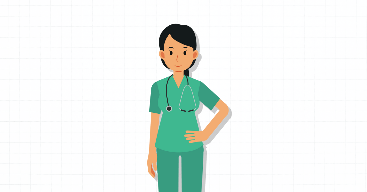 Woman wearing scrubs vector illustration