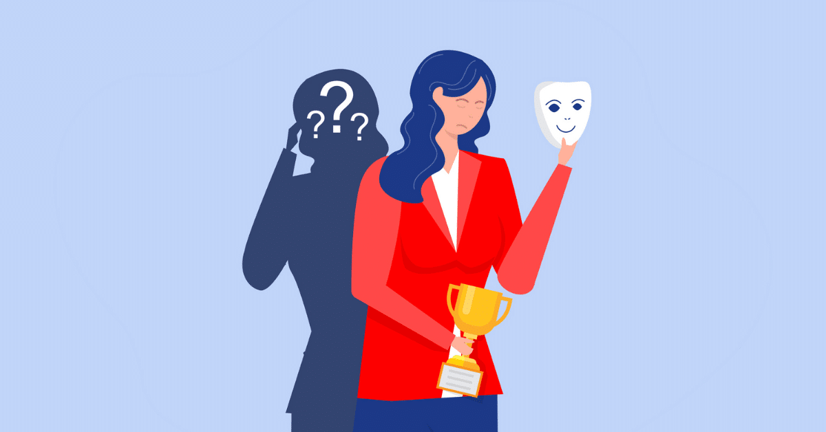Woman with imposter syndrome vector