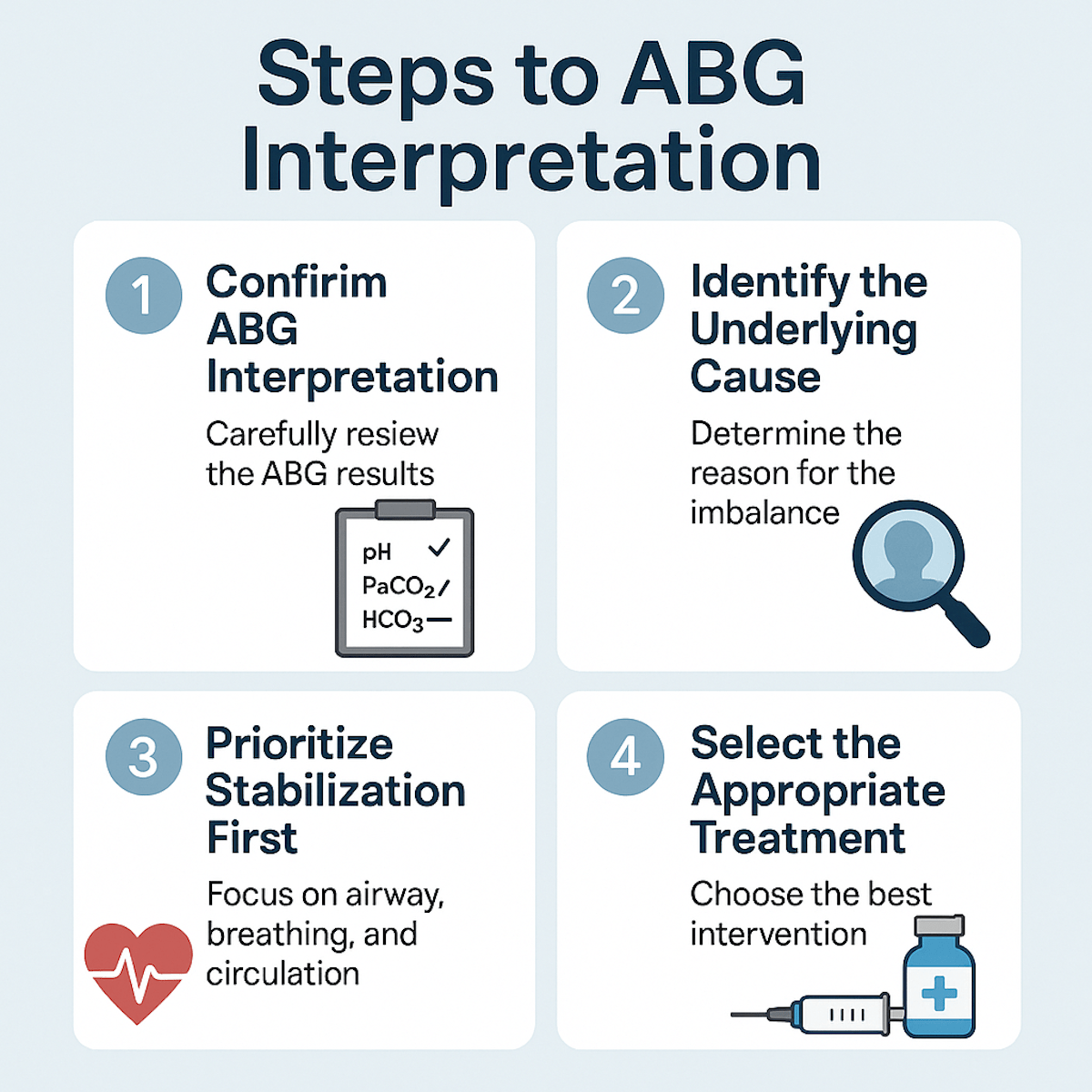 Steps to ABG Interpretation Illustration