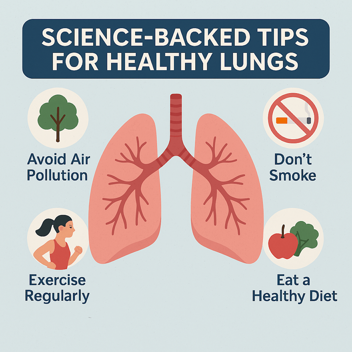 Tips for healthy lungs illustration infographic