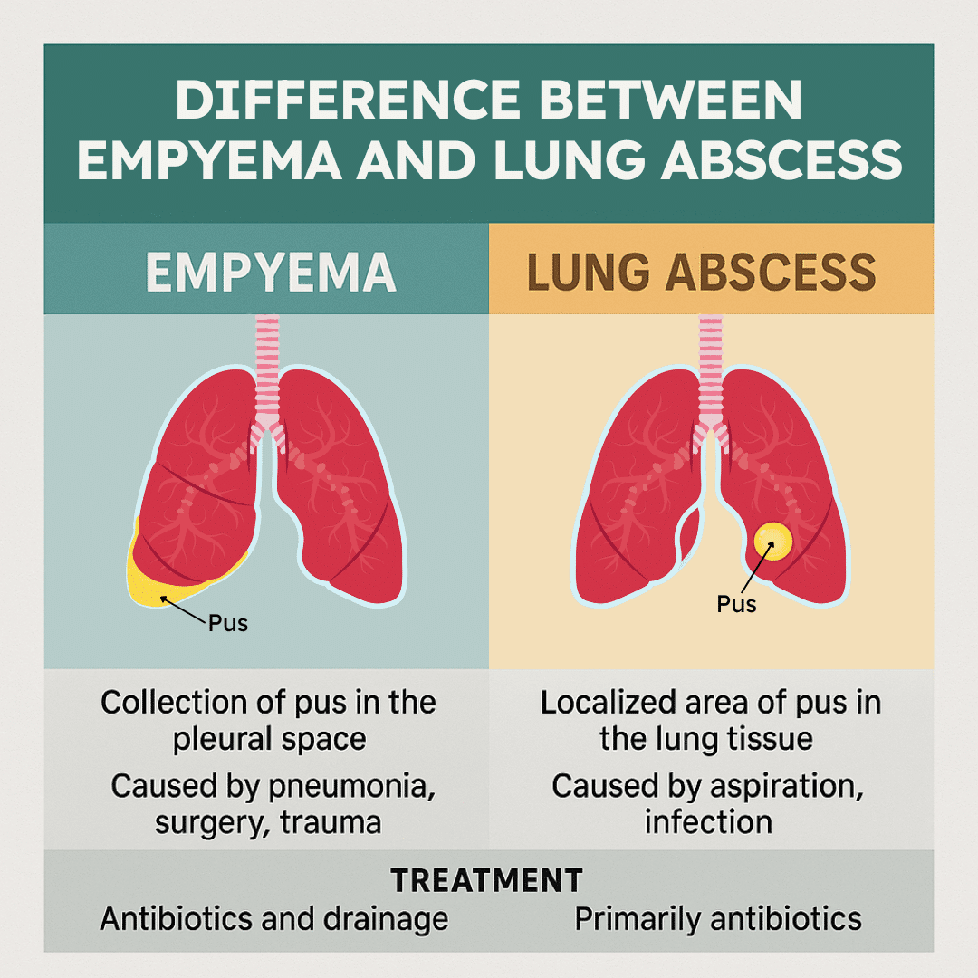 Difference Between Empyema and Lung Abscess Illustration Infographic