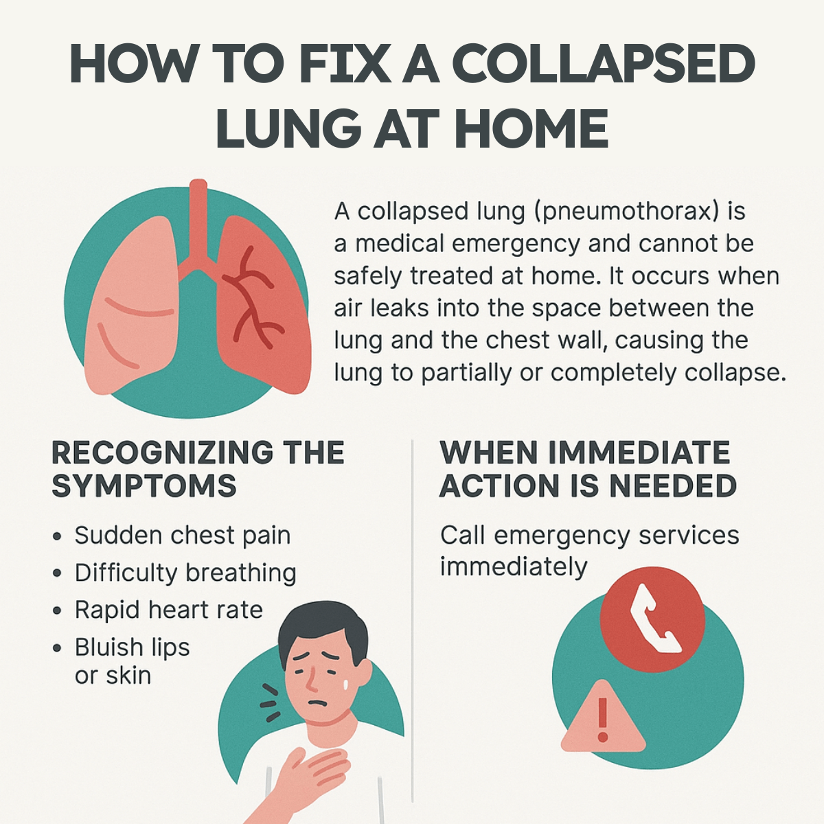 How to Fix a Collapsed Lung at Home Illustration Infographic