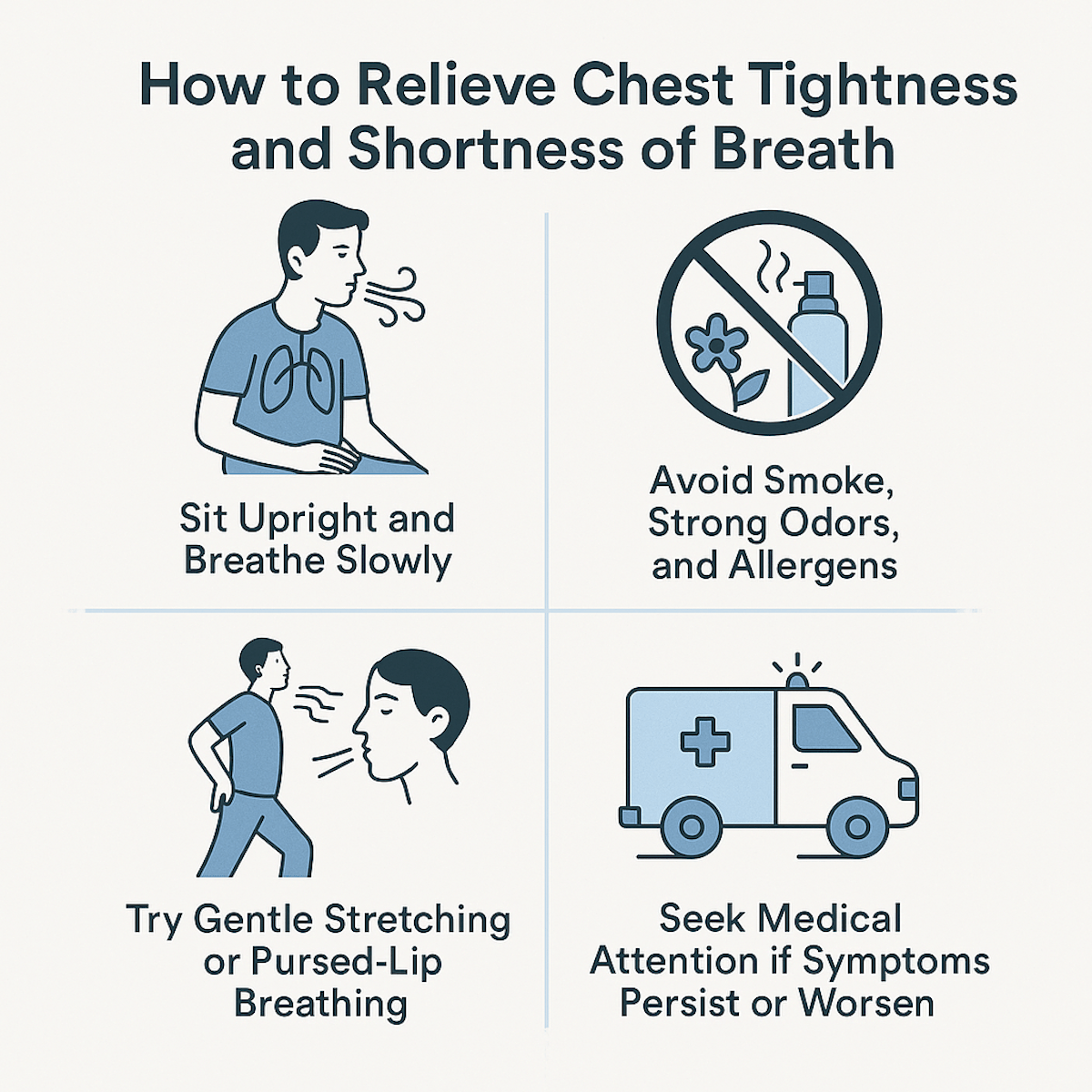 How to Relieve Chest Tightness and Shortness of Breath Illustration Infographic