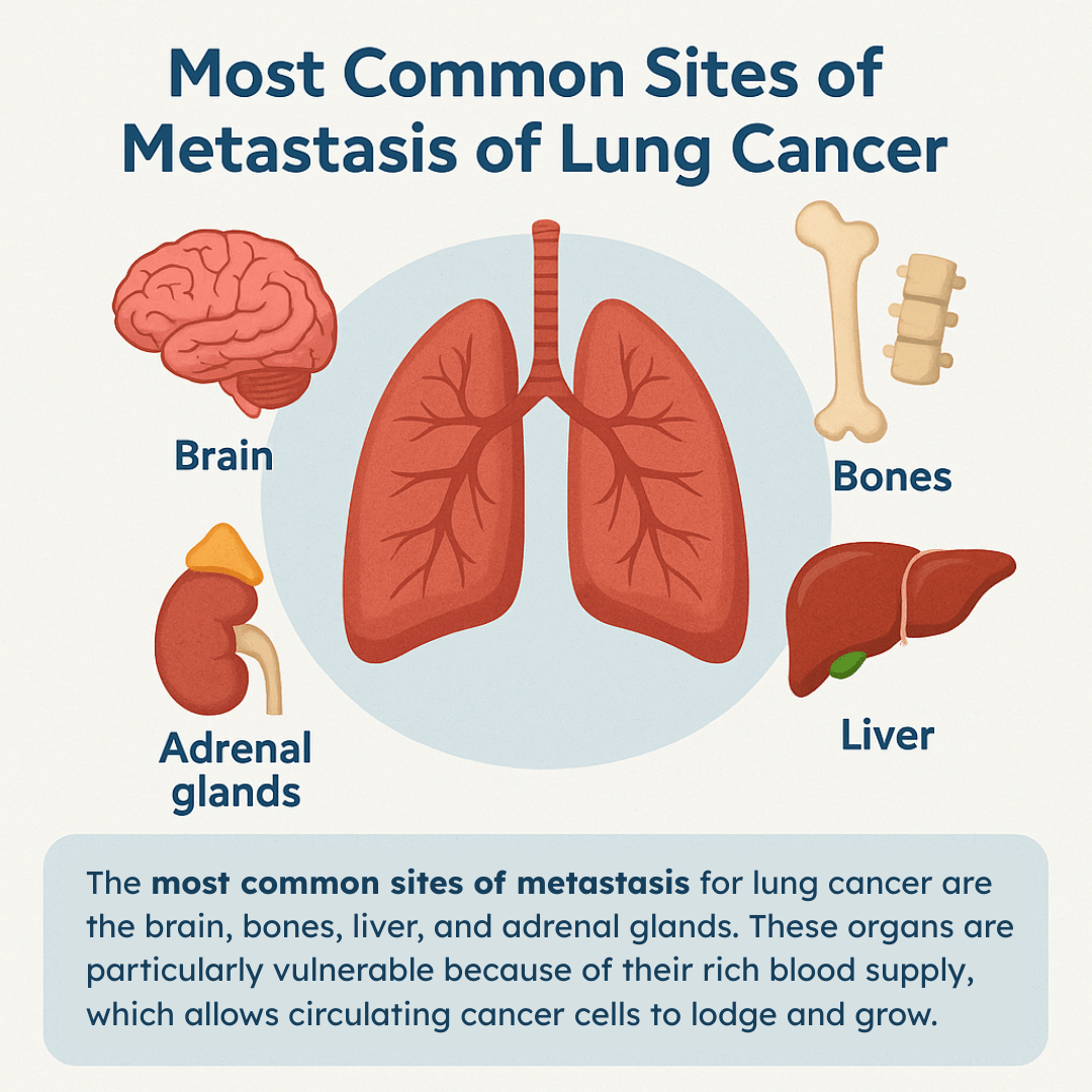 Most Common Sites of Metastasis of Lung Cancer Illustration Infographic
